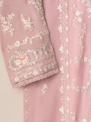 2 Piece- Pure Cotton Net Embroidered Suit S110849