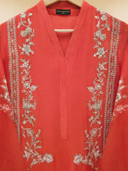 3 Piece - Pure Cotton Net Embroidered Suit S109371