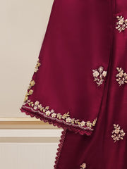 3 Piece - Pure Raw Silk Embroidered Suit S109771
