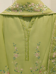 3 Piece - Pure Khaddi Silk Embroidered Suit S115092