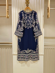 3 Piece - Pure Chiffon Embroidered Suit S111476