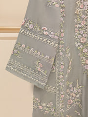 3 Piece - Pure Cotton Net Embroidered Suit S109299