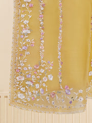 3 Piece - Pure Organza Embroidered Suit S109447