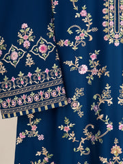 3 Piece- Pure Silk Net Embroidered Suit S111280
