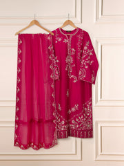 3 Piece- Pure Khaddi Silk Embroidered Suit S111559