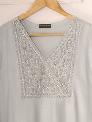 3 Piece - Pure Cotton Net Embroidered Suit S111294