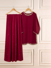 3 Piece - Pure Cotton Net Embroidered Suit S111587