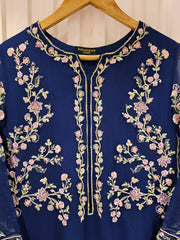 3 Piece - Pure Chiffon Embroidered Suit S111476