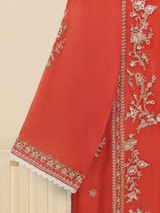 3 Piece - Pure Cotton Net Embroidered Suit S109371