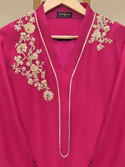 2 Piece- Pure Silk Net Embroidered Suit S110125