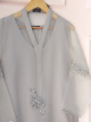 3 Piece - Pure Organza Embroidered Suit S110491