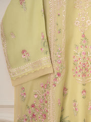 3 Piece - Pure Organza Embroidered Suit S111544