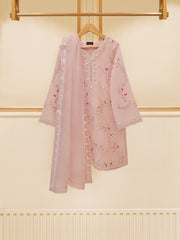 3 Piece - Pure Cotton Net Embroidered Suit S109537