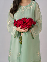 3 Piece - Pure Cotton Net Embroidered Suit S110331