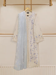 3 Piece - Pure Cotton Net Embroidered Suit S109841