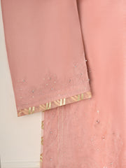 3 Piece- Pure Silk Net Embroidered Suit S111139
