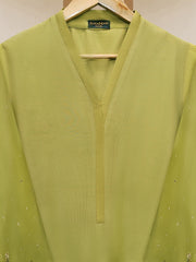 3 Piece- Pure Silk Net Embroidered Suit S110309