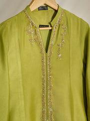 3 Piece- Pure Silk Net Embroidered Suit S110462