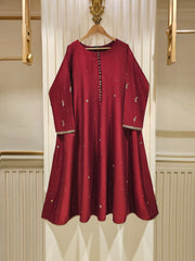 3 Piece- Pure Silk Net Embroidered Suit S111468