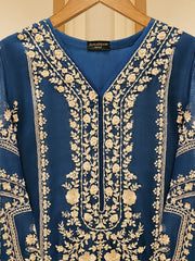 3 Piece - Pure Cotton Net Embroidered Suit S109386