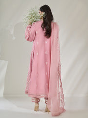 3 Piece- Pure Silk Net Embroidered Suit S110366