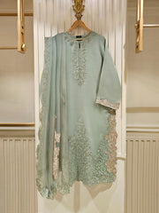3 Piece - Pure Organza Embroidered Suit S111367