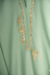 3 Piece - Pure Cotton Net Embroidered Suit S110563