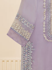 3 Piece - Pure Organza Embroidered Suit S109296