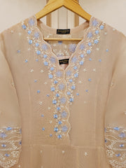 2 Piece - Pure Cotton Net Embroidered Frock S109633