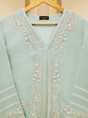 3 Piece - Pure Cotton Net Embroidered Suit S109445