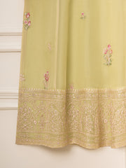 3 Piece - Pure Organza Embroidered Suit S111544