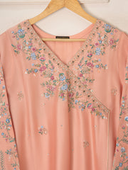 3 Piece- Pure Silk Net Embroidered Suit S111576