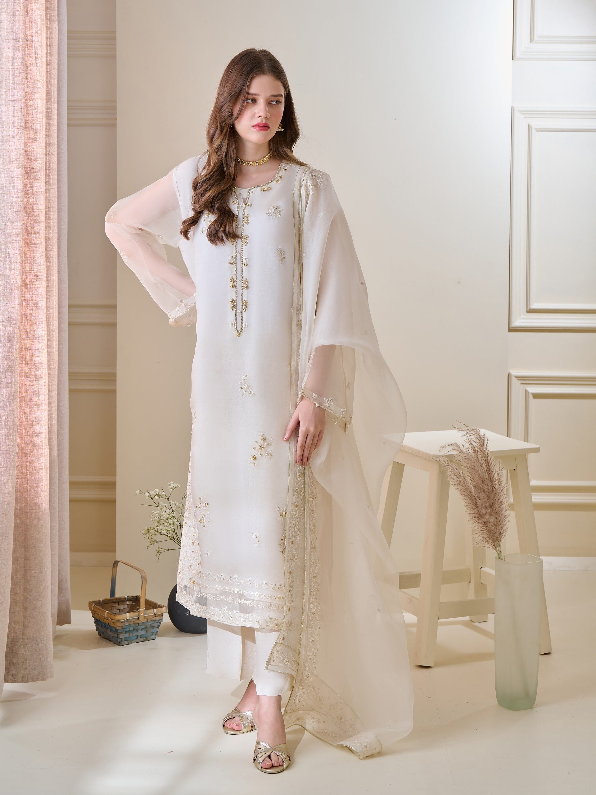 3 Piece Stitched Organza Suit - Ready To Wear main image 1