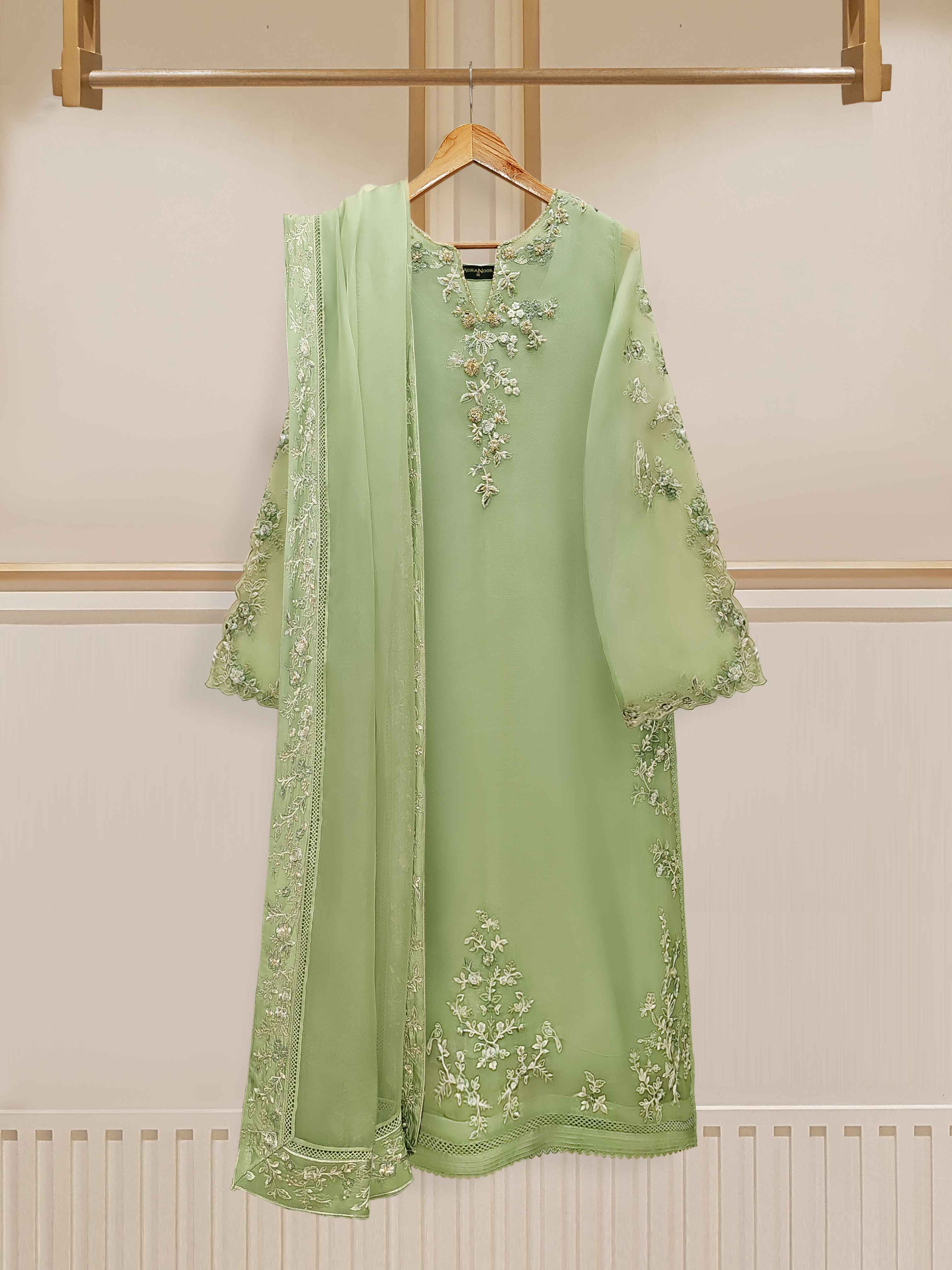 3 Piece - Pure Organza Embroidered Suit S110098 Aghanoorinternational 3 Piece - Pure Organza Embroidered Suit S110098 Aghanoorinternational