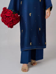 2 Piece- Pure Silk Net Embroidered Suit S110334