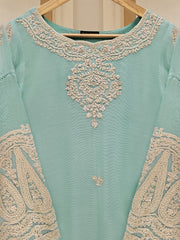 2 Piece - Pure Cotton Net Embroidered Suit S109697