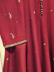 3 Piece- Pure Silk Net Embroidered Suit S111468