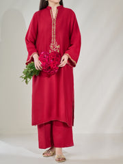 3 Piece- Pure Silk Net Embroidered Suit S110376