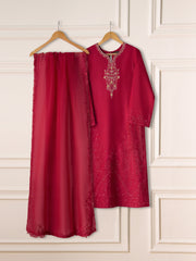 3 Piece- Pure Silk Net Embroidered Suit S111226