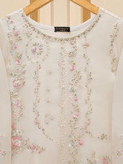 3 Piece - Pure Organza Embroidered Suit S109419