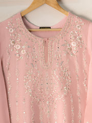 3 Piece- Pure Silk Net Embroidered Suit S111203