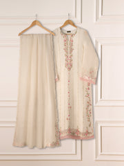 3 Piece- Pure Organza Embroidered Suit S111225