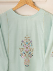 3 Piece- Pure Silk Net Embroidered Suit S111529