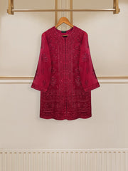3 Piece - Pure Cotton Net Embroidered Suit S109626