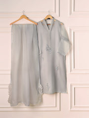 3 Piece - Pure Organza Embroidered Suit S110491