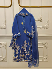 3 Piece - Pure Organza Embroidered Suit S111652