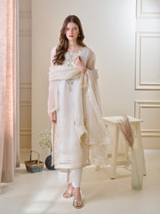 3 Piece - Pure Organza Embroidered Suit S110162