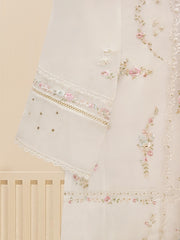 3 Piece - Pure Organza Embroidered Suit S109419