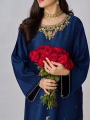 2 Piece- Pure Silk Net Embroidered Suit S110334
