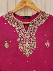 2 Piece - Pure Cotton Net Embroidered Suit S111339